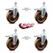 Service Caster 6 Inch High Temp Phenolic Swivel 1/2 Inch Stem Caster Set with Total Lock Brake SCC-TSTTL20S615-PHRHT-121315-4 - alternate 2